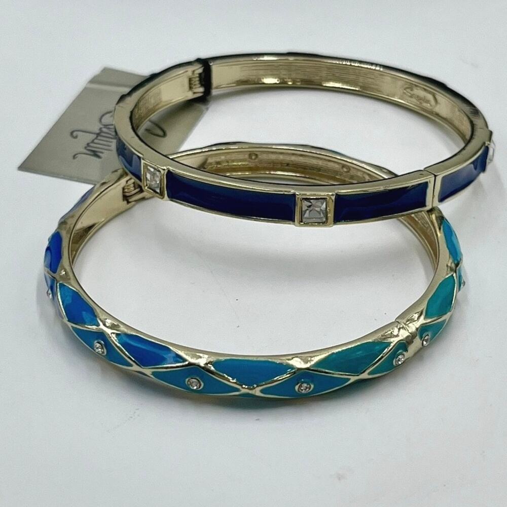 Sequin Vintage Deadstock New with and Without Tags Blue Teal Bangle Bracelet Set